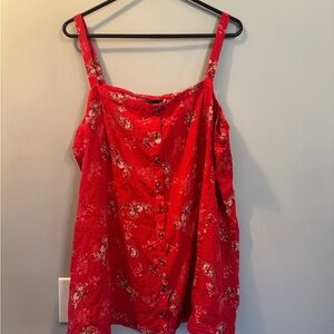 Torrid Red Floral Sleeveless Blouse